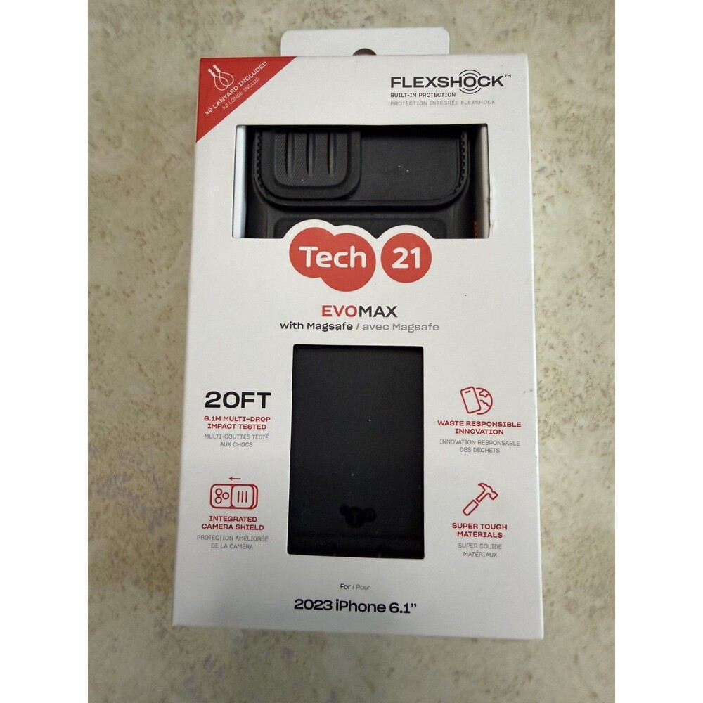 Tech21 EvoMax MagSafe Case for Apple iPhone 15 6.1" Black 20ft Drop NEW